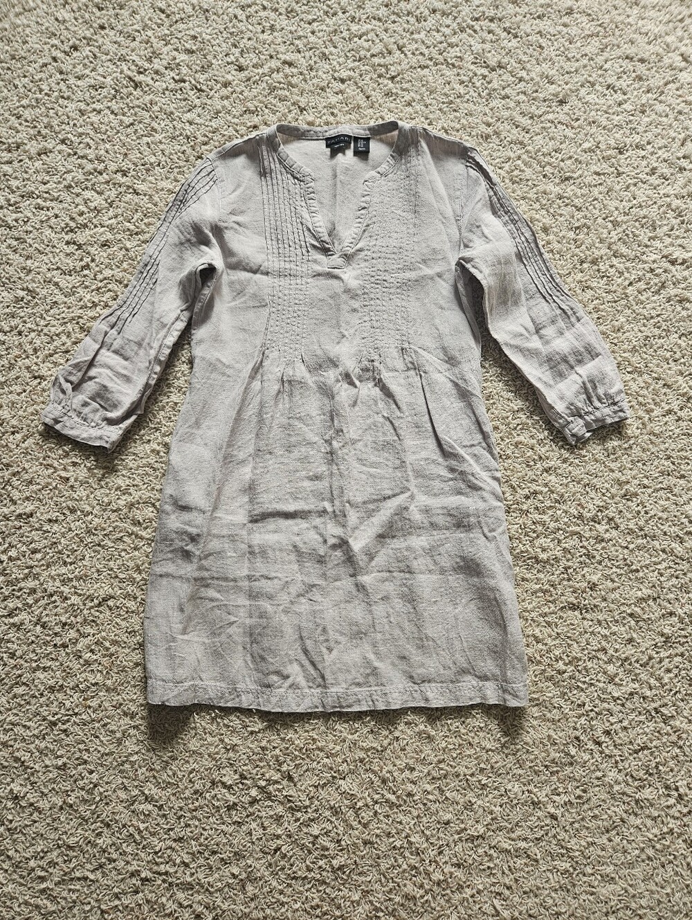 Tahari Gray Linen Long Sleeve Tunic XS